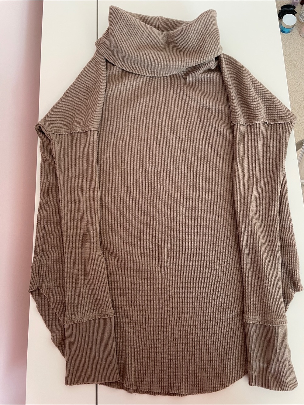 TNA Waffle Knit Hoodie in Taupe